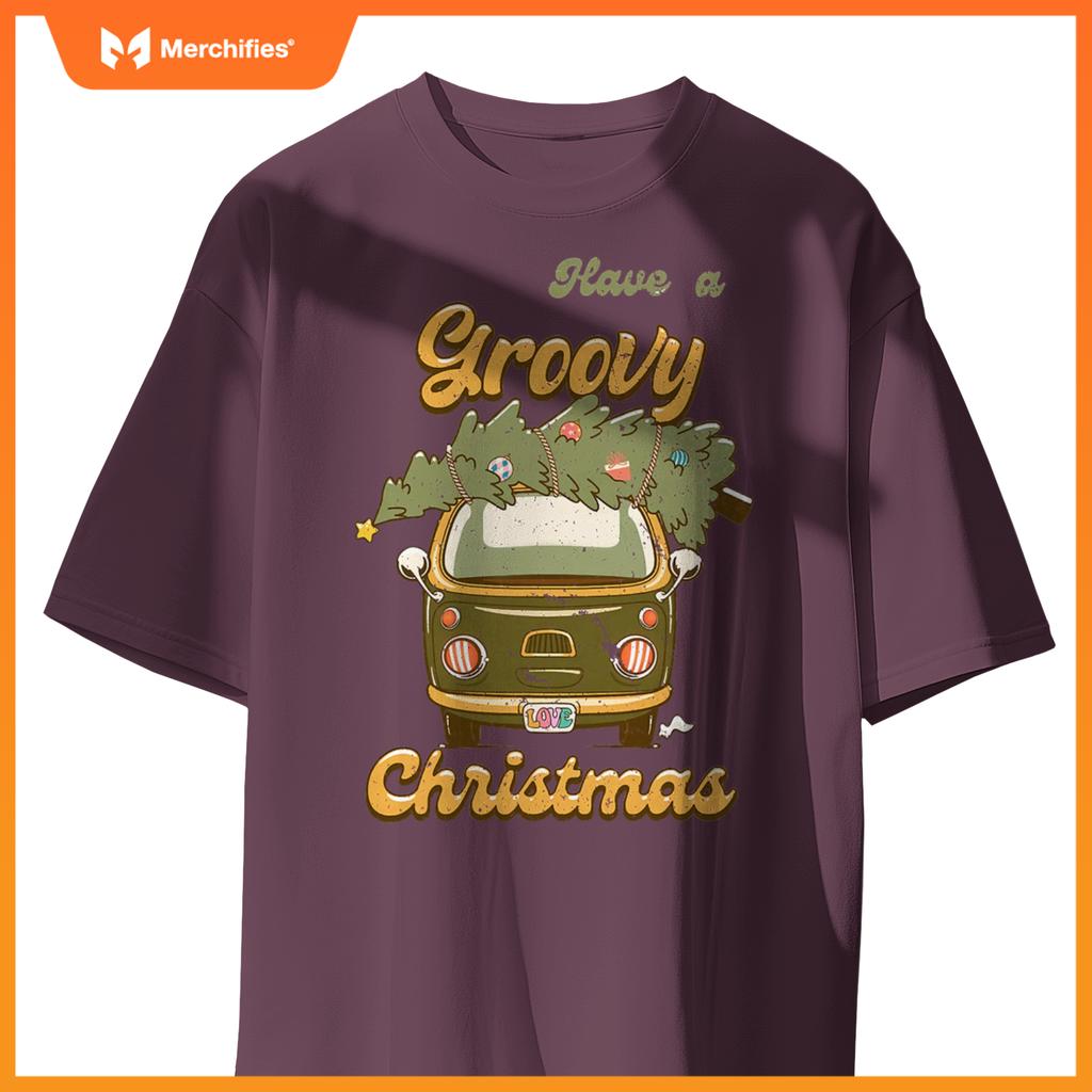 Have Yourself A Groovy Christmas Truck Happy Holiday Xmas T-Shirt