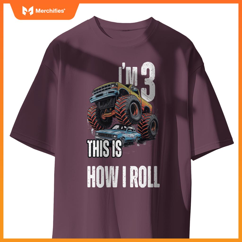 Monster Truck 3 Year Old Toddlers Boy 3rd Birthday Party Car T-Shirt