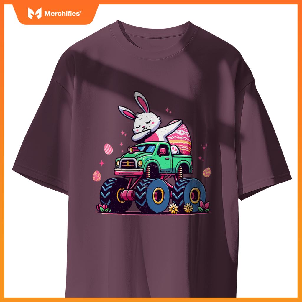 Kids Easter Day Bunny Monster Truck Eggs Cool Rabbit Dabbing T-Shirt