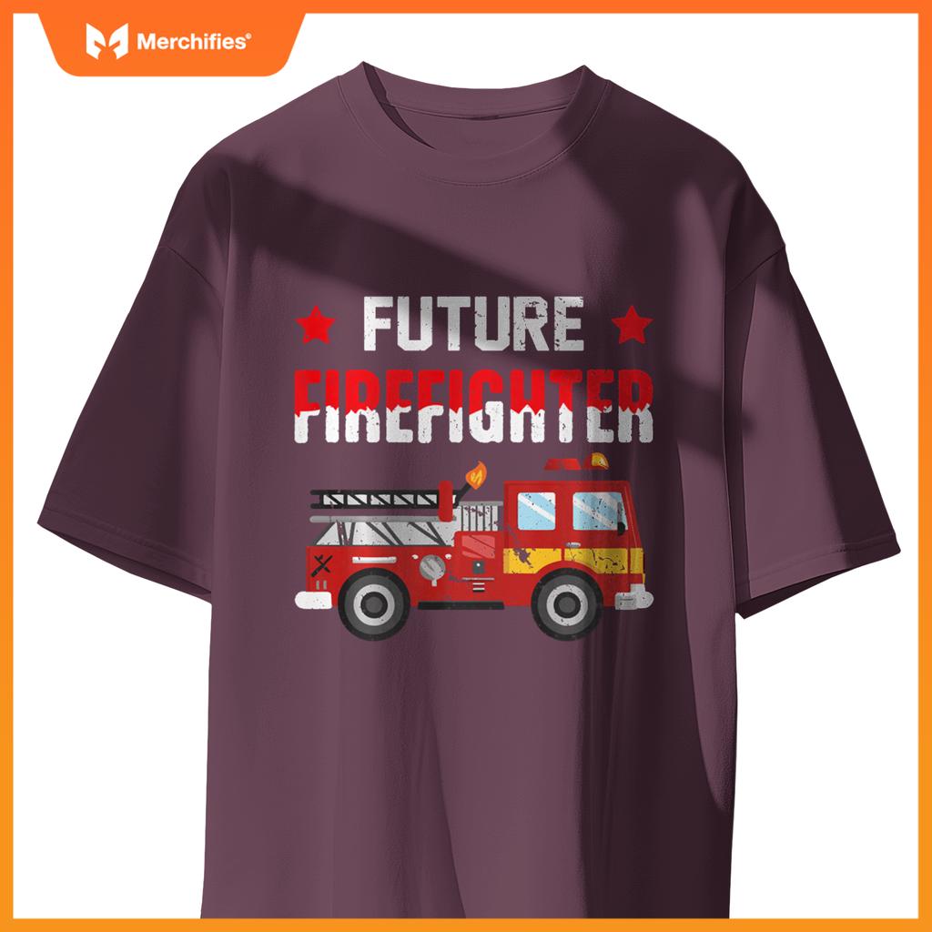Future Firefighter Fireman Firefighting Boys Kids Fire Truck T-Shirt