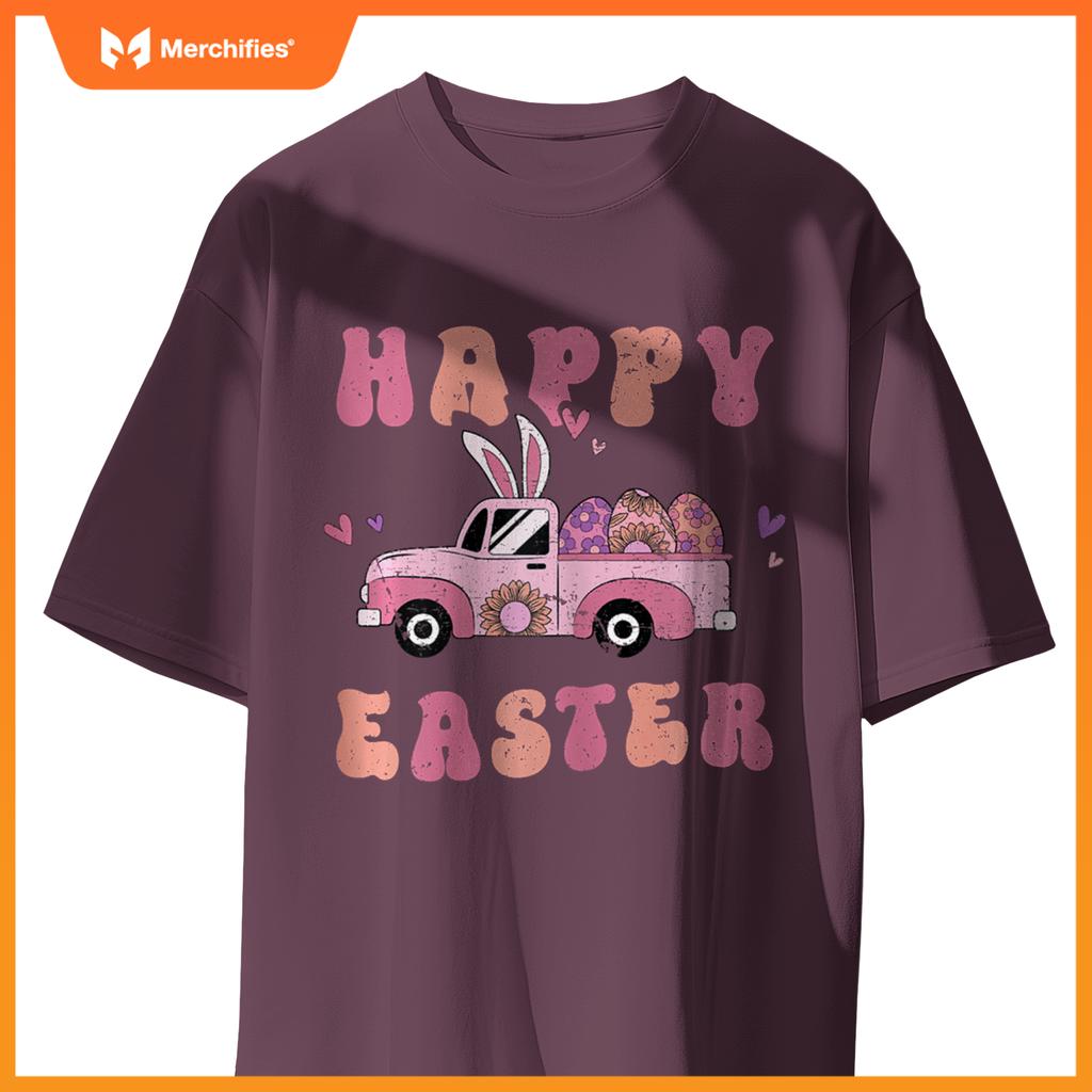 Happy Easter Bunny Truck Rabbit Easter Women Girls T-Shirt