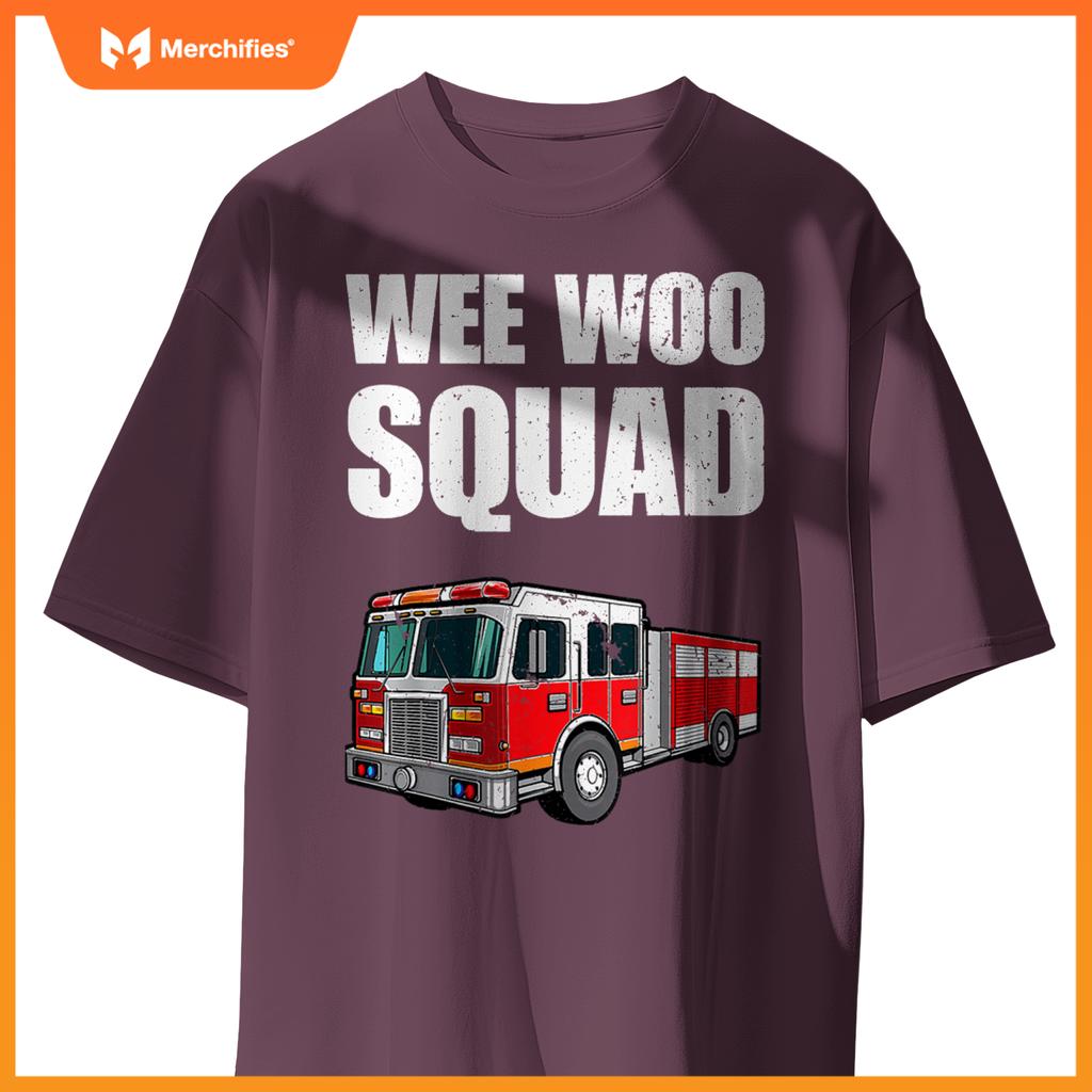 Funny Wee Woo Squad Fire Truck Design for Kids and Adults T-Shirt