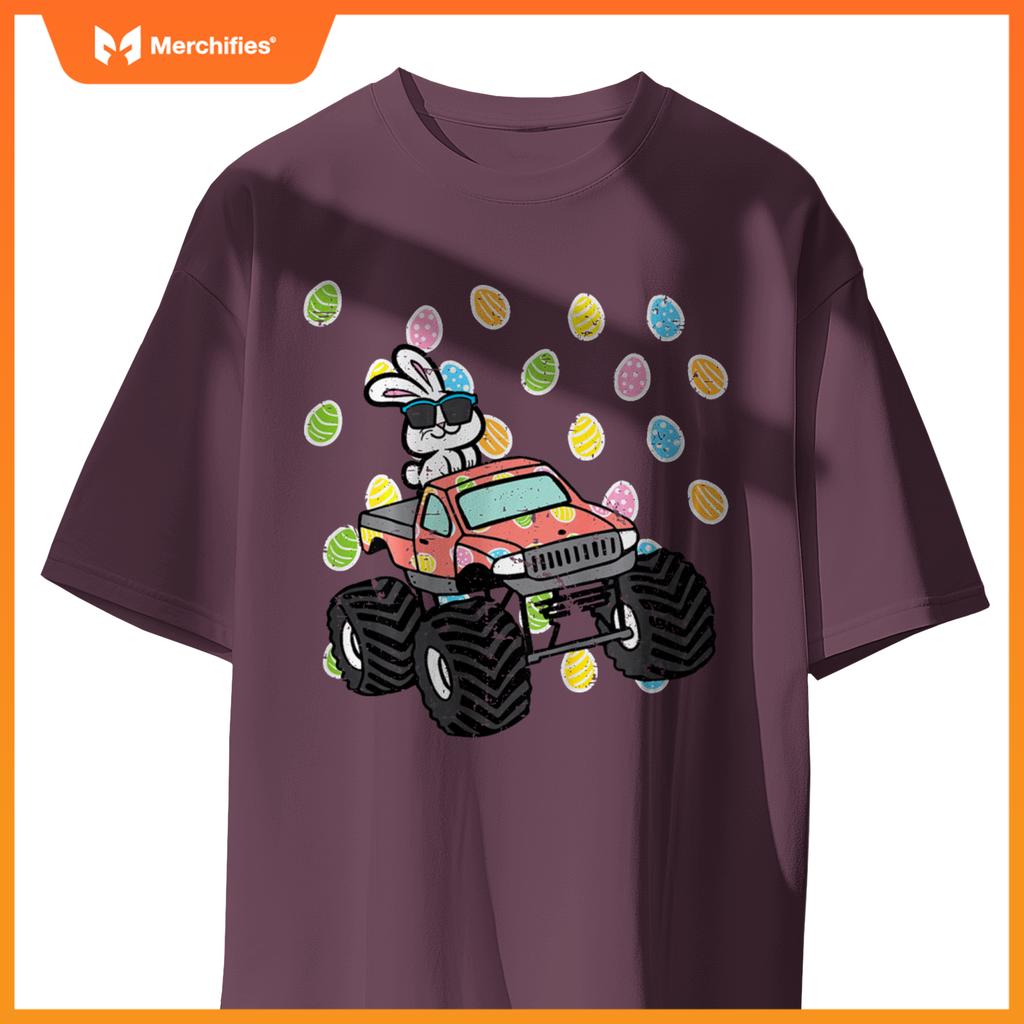 Kids Easter Bunny On Monster Truck Eggs Rabbit Toddler Boys Kids T-Shirt