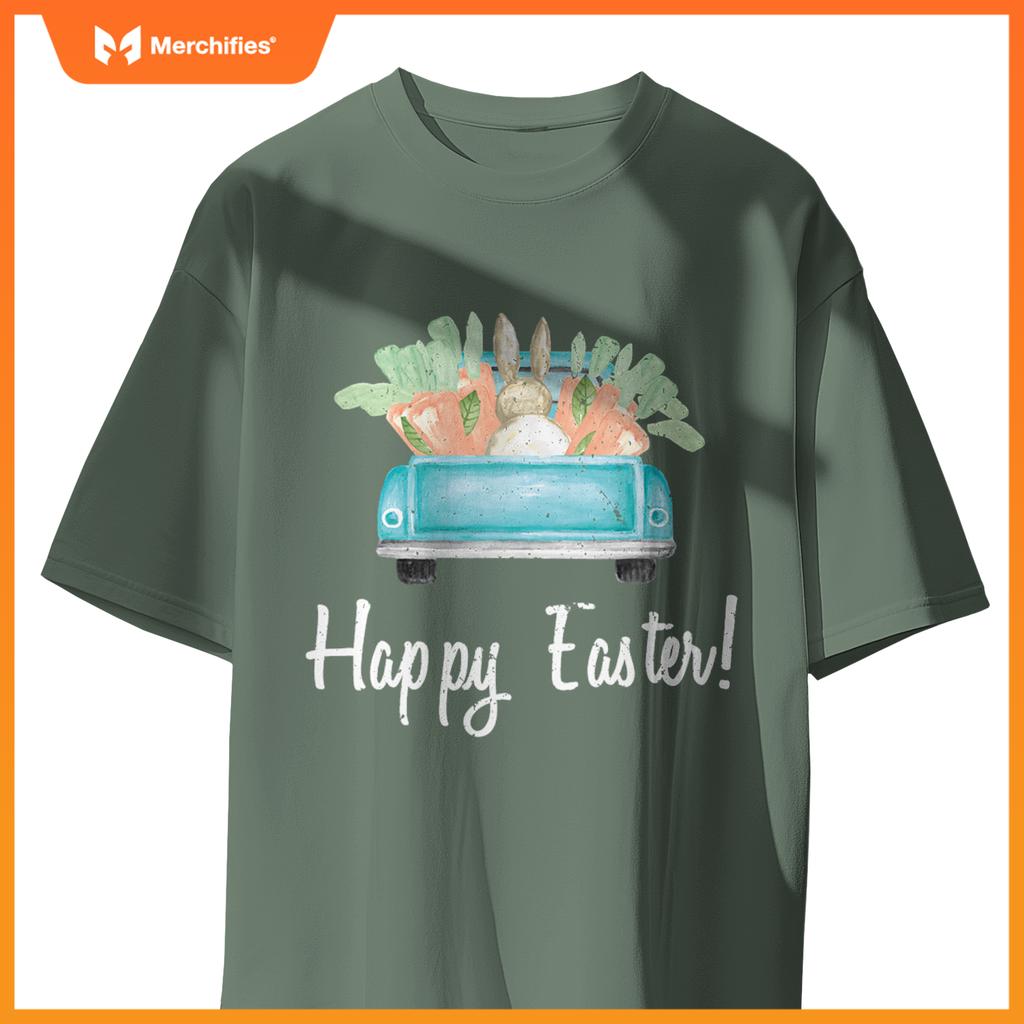Happy Easter Watercolor Truck Party Teacher Cute T-Shirt