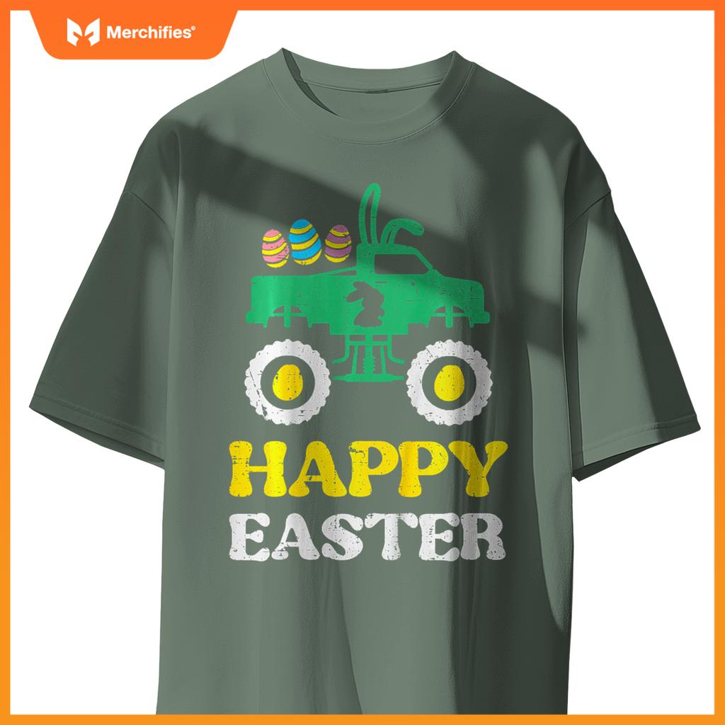 Kids Happy Easter Monster Truck Bunny Rabbit Boys Kids Toddler T-Shirt