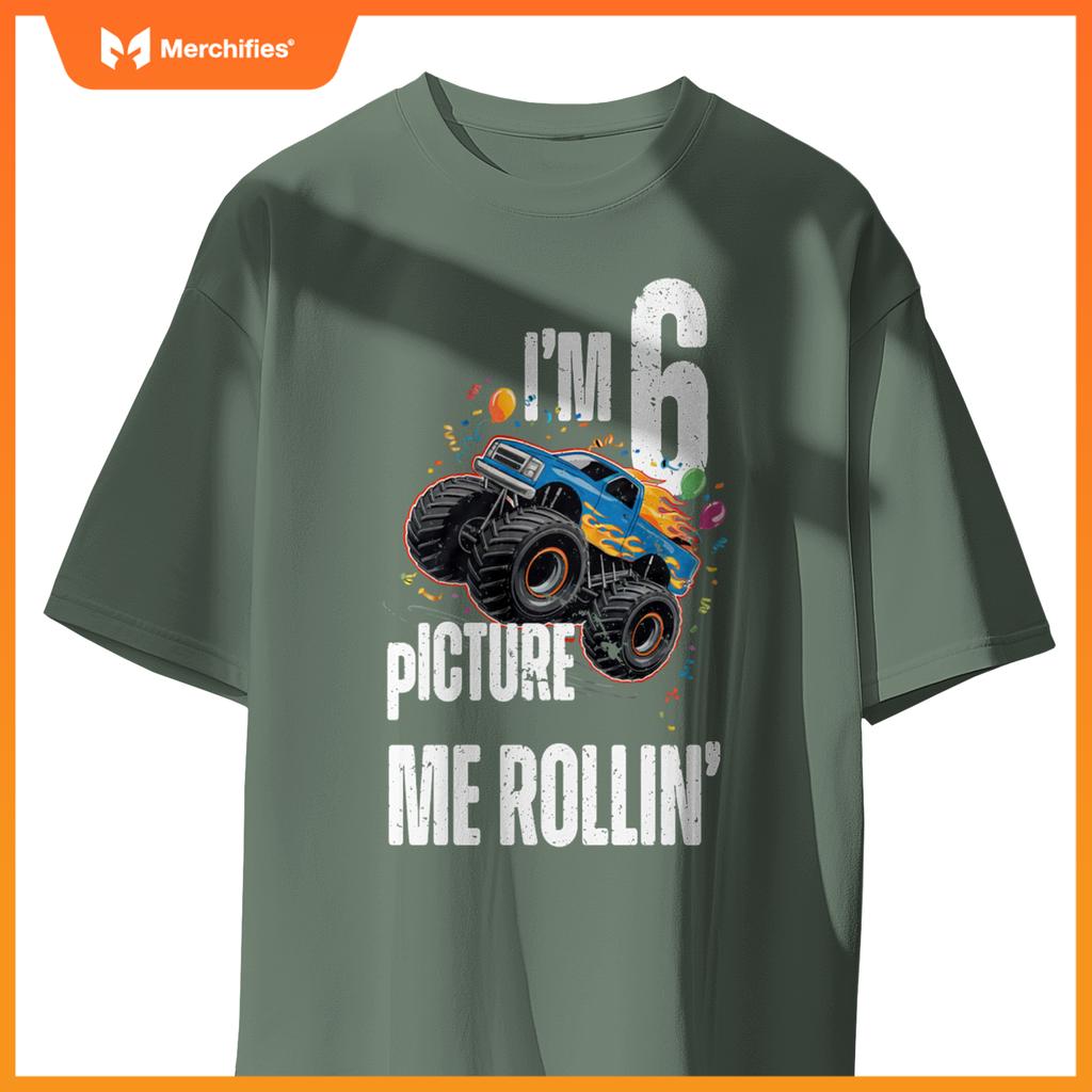 Monster Truck 6 Year Old Toddlers Boy 6th Birthday Party Car T-Shirt