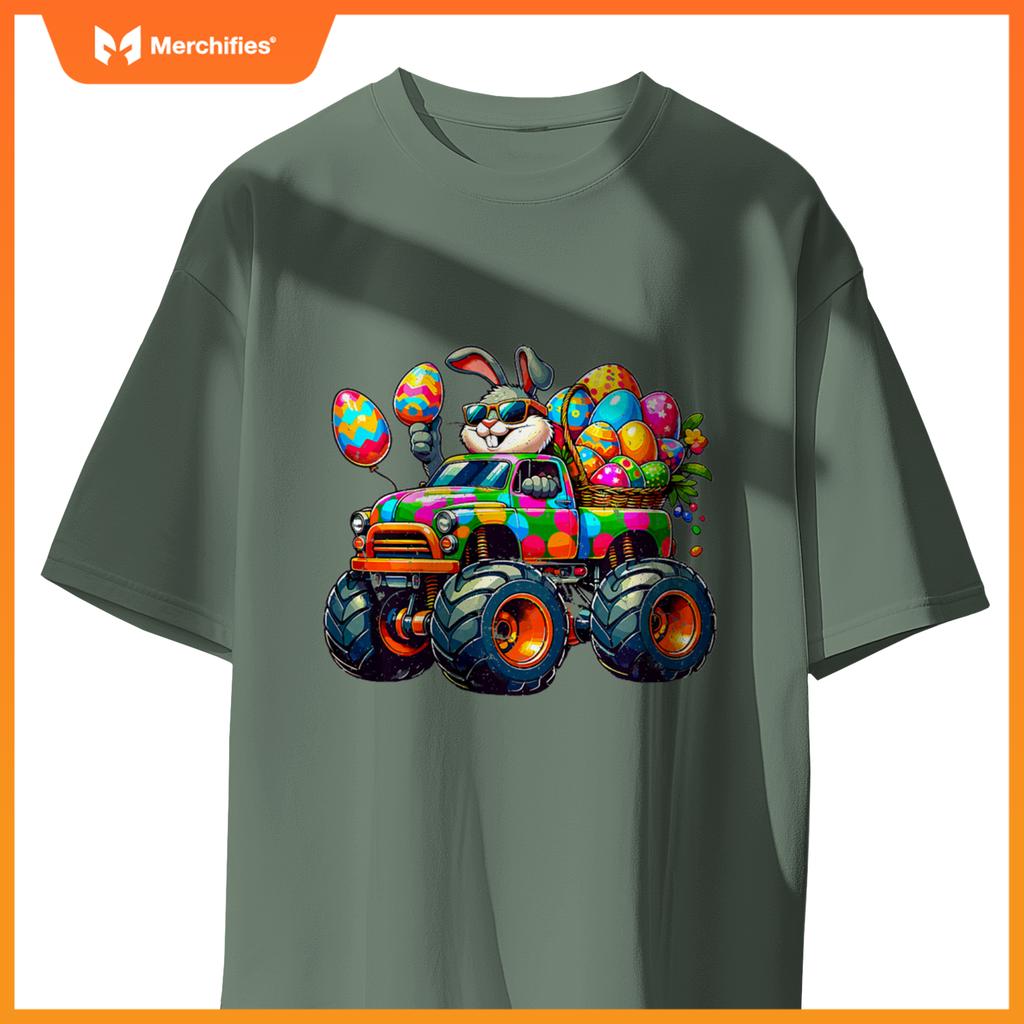 Kids Easter Day Bunny Monster Truck Eggs Cool Rabbit T-Shirt