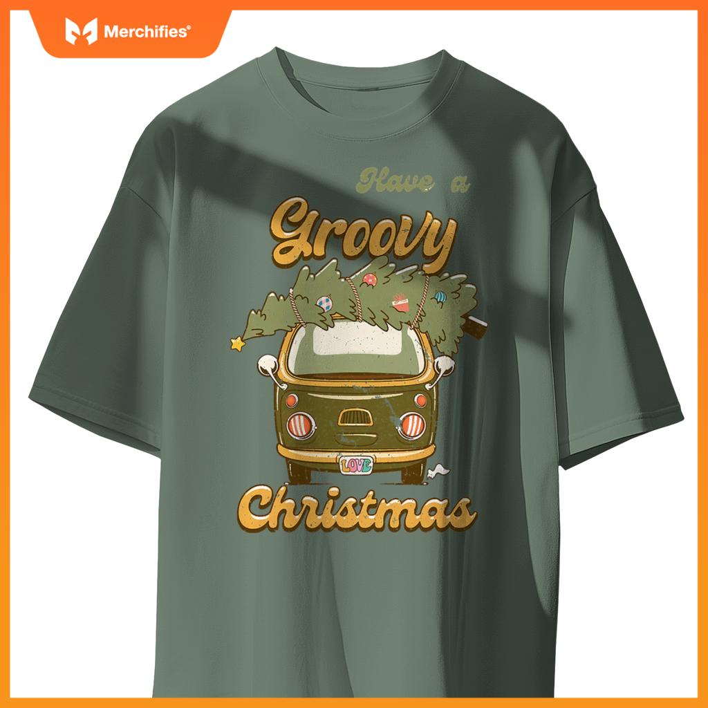 Have Yourself A Groovy Christmas Truck Happy Holiday Xmas T-Shirt