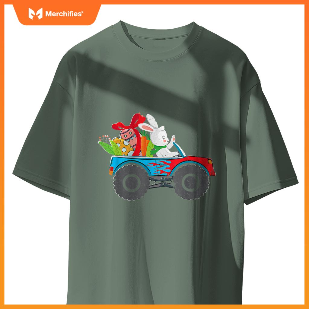 Kids Easter Rabbit Riding Monster Truck  Boys Girls T-Shirt