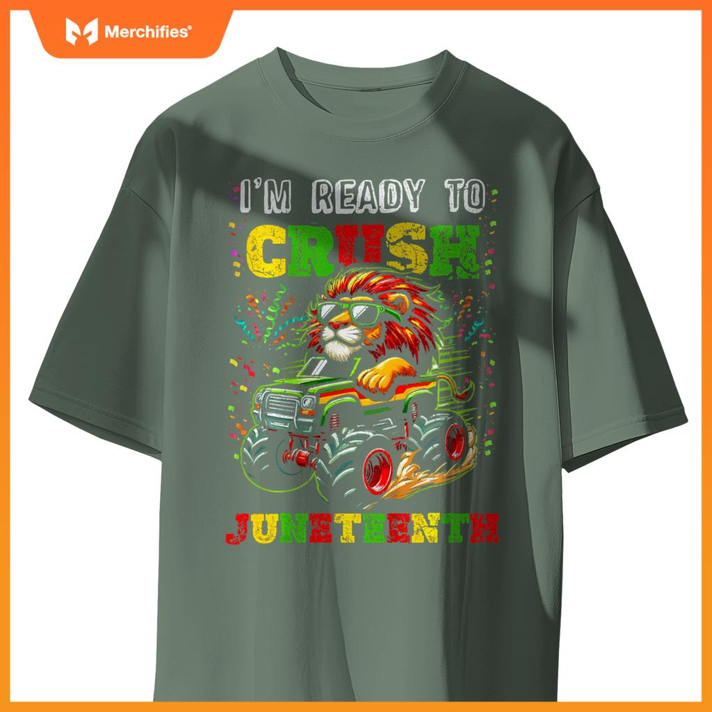 Kids Im Ready To Crush Junenth Monster Truck Lion Junenth T-Shirt