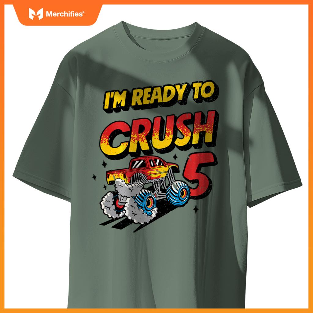 I'm Ready To Crush 5 Monster Truck Lover 5th Birthday Party T-Shirt