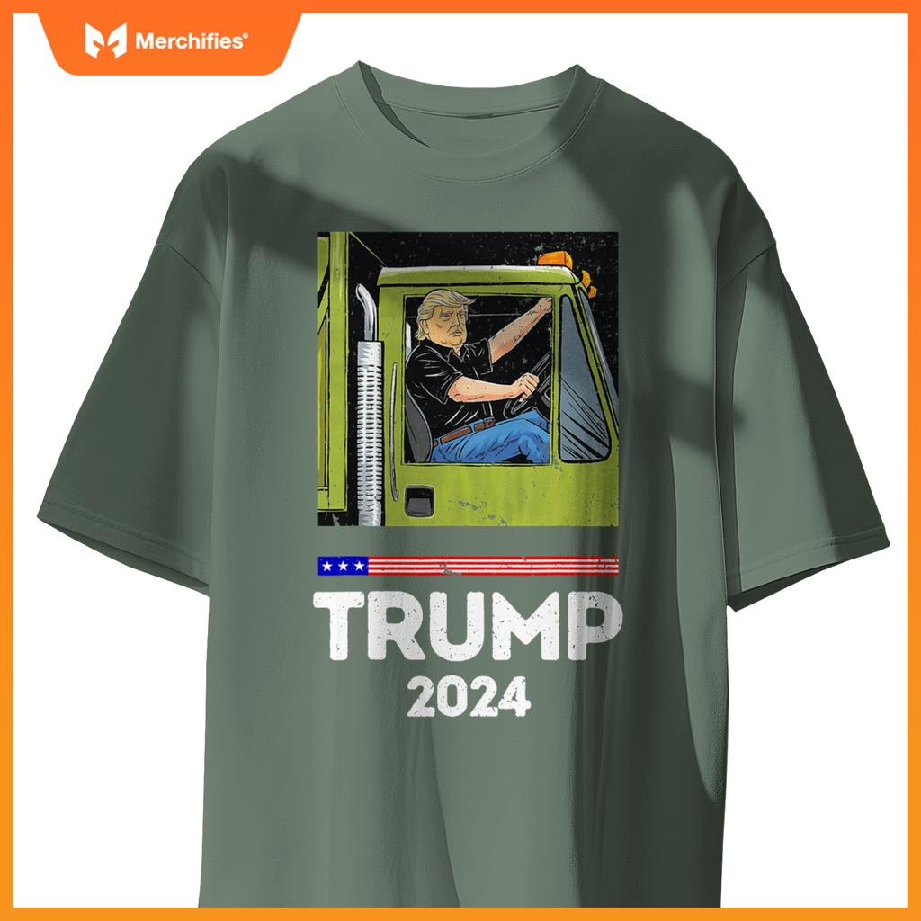 Funny Trump Driving Garbage Truck - Team Garbage T-Shirt