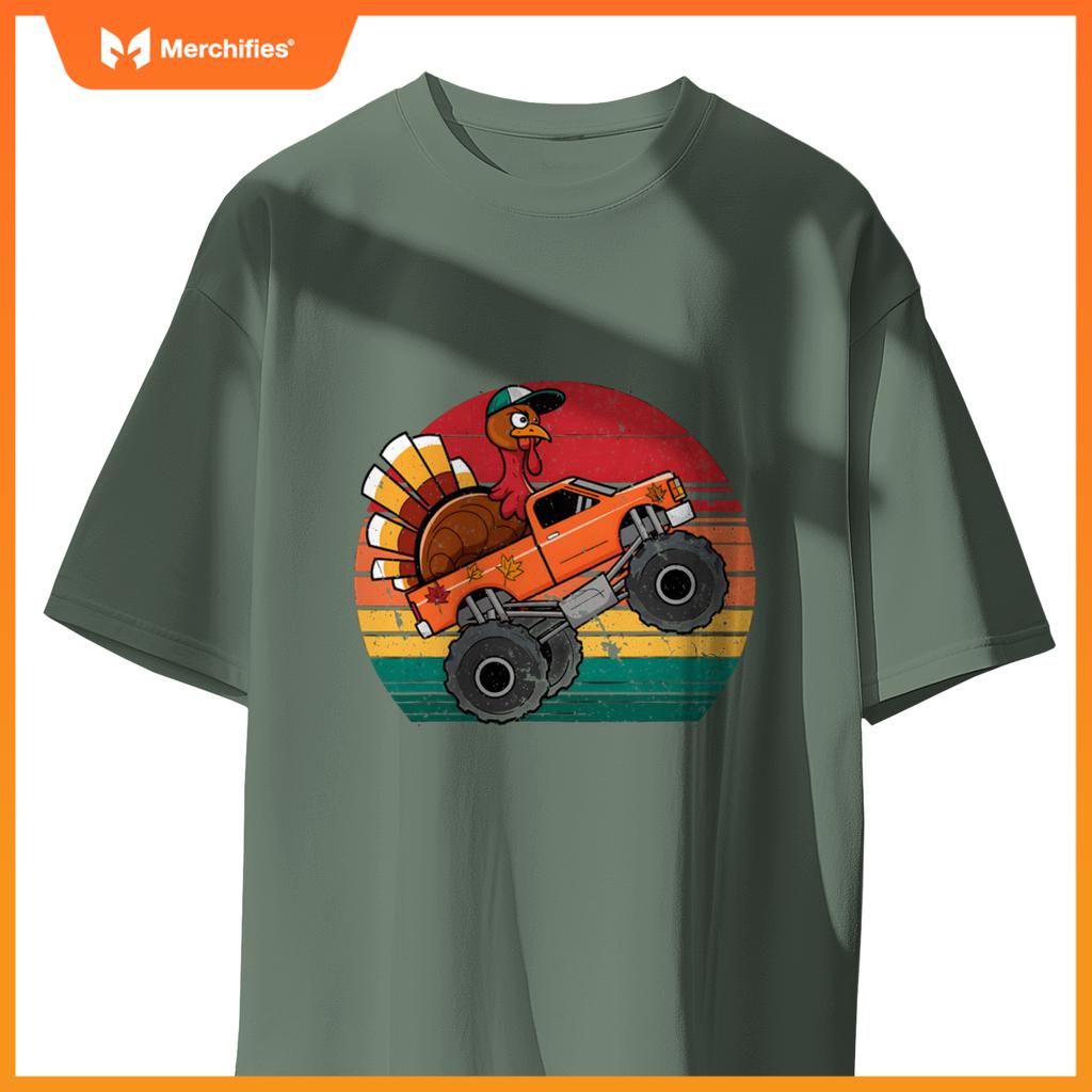 Monster Truck Turkey Sunset Toddler Thanksgiving T-Shirt
