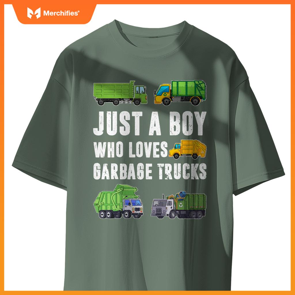 Just A Boy Who Loves Garbage Trucks Kids Toddler Trash Truck T-Shirt