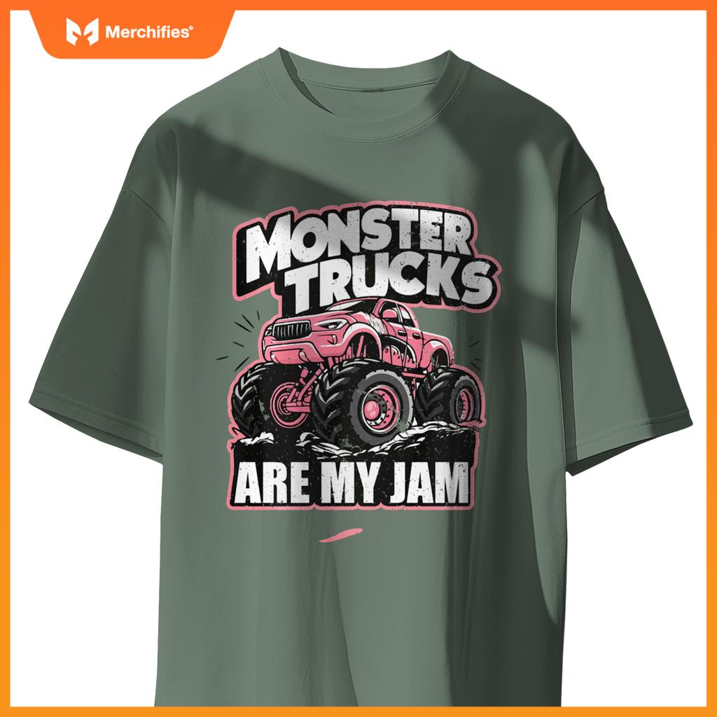 Monster Truck Are My Jam Pink Race Day Outfit For Car Lover T-Shirt