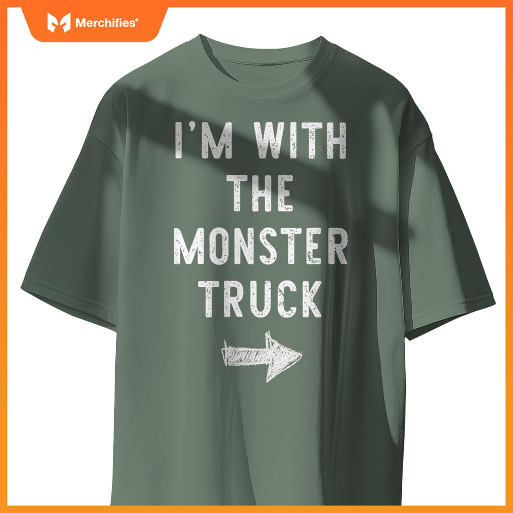 I'm With The Monster Truck Costume Halloween Matching Couple T-Shirt
