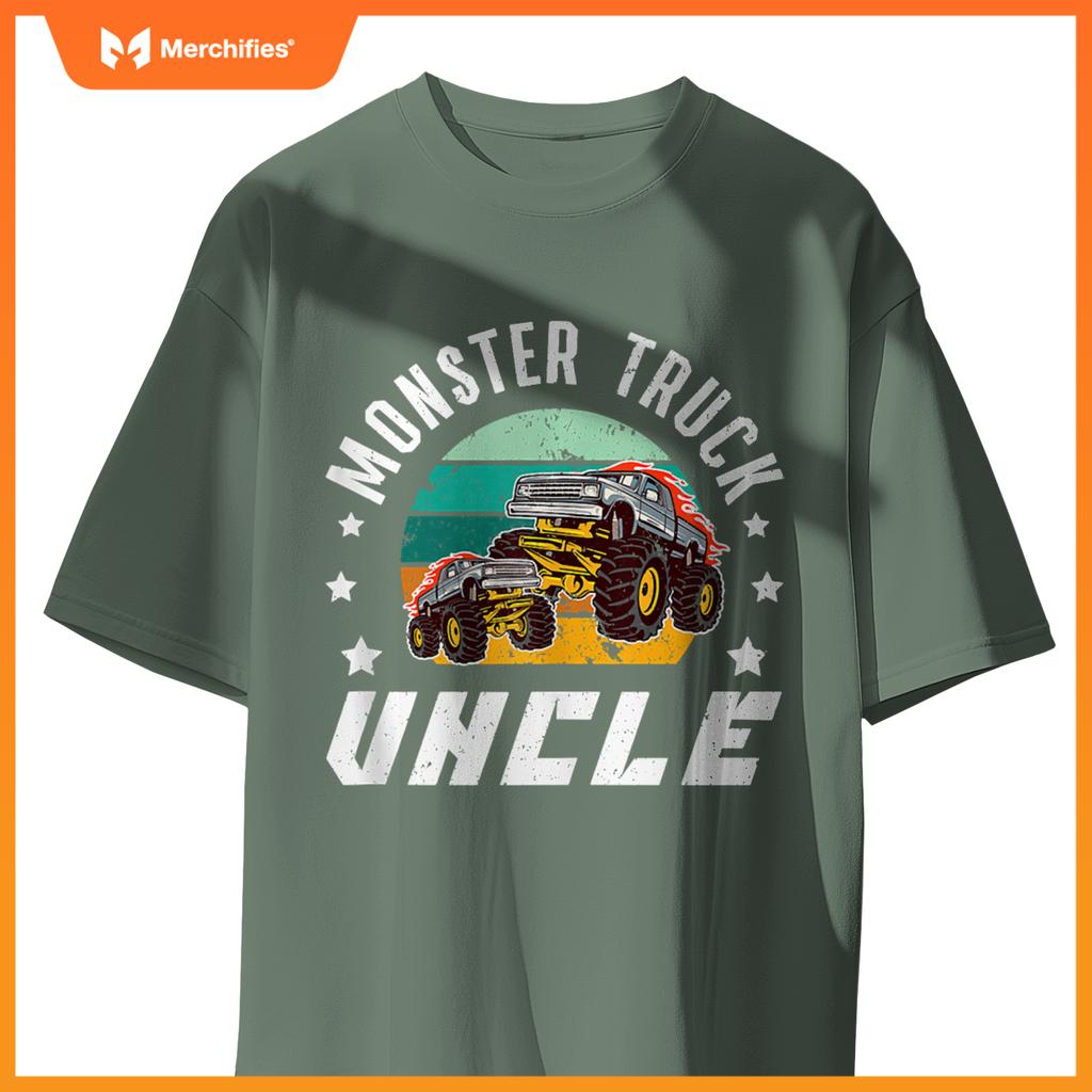 Mens Monster Truck Uncle Retro Monster Truck Uncle T-Shirt