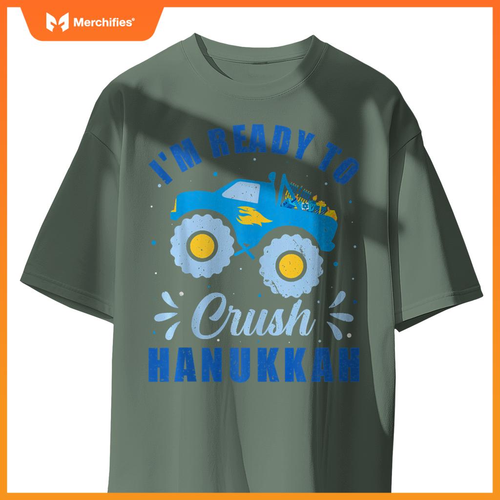 I'm Ready to Crush Hanukkah Monster Truck Chanukah Kids Boys T-Shirt