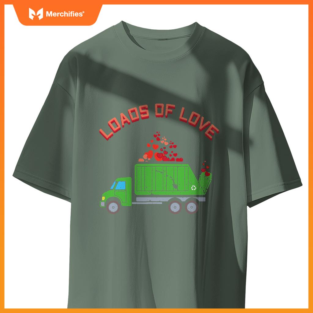 Kids Garbage Truck Hearts Day Happy Valentines T-Shirt