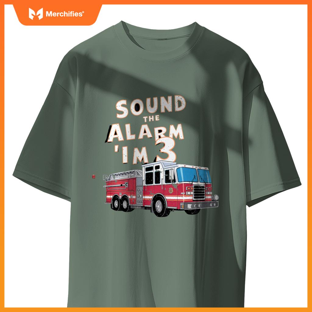 Kids Fire Truck 3 Year Old Firefighter 3rd Birthday Boy T-Shirt