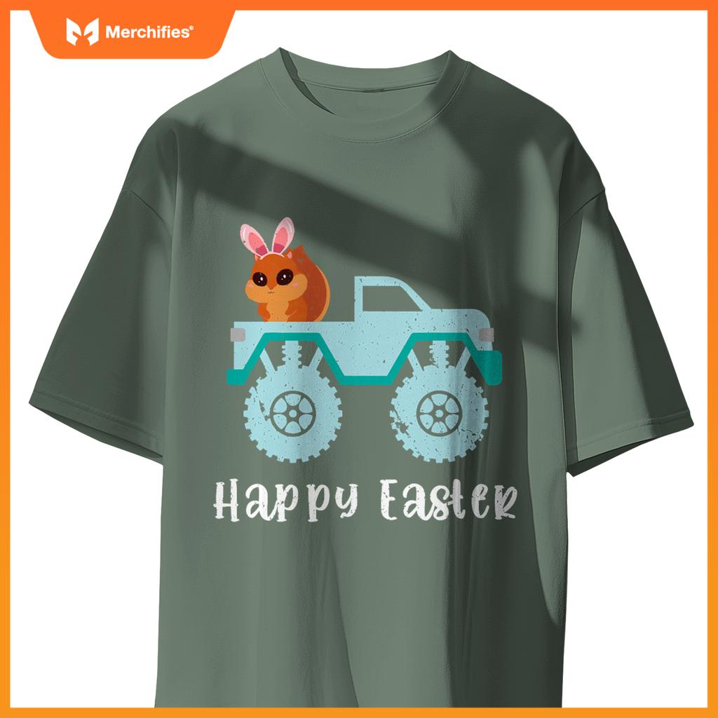 Happy Easter Squirrel Riding Monster Truck Toddler T-Shirt