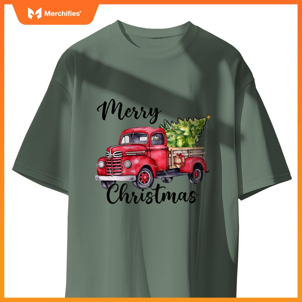 Merry Christmas Red Truck,  Holiday Truck With Tree T-Shirt