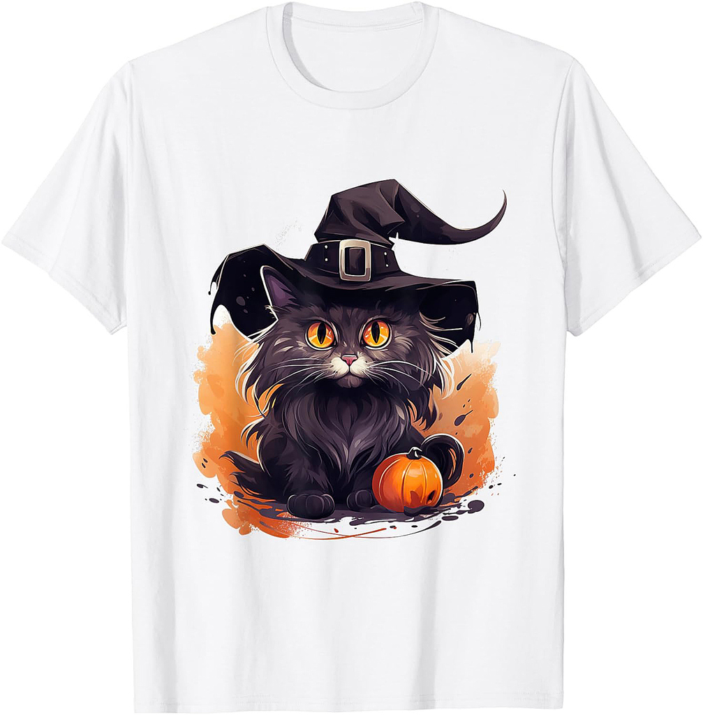 Maine Coon cat halloween kitty witch T-Shirt