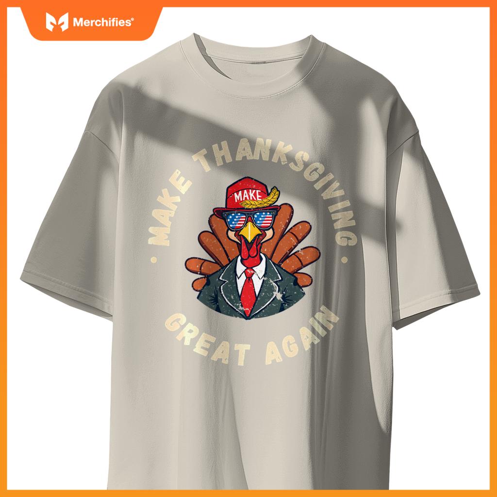 Make Thanksgiving Great Again Funny Patriotic Turke T-Shirt
