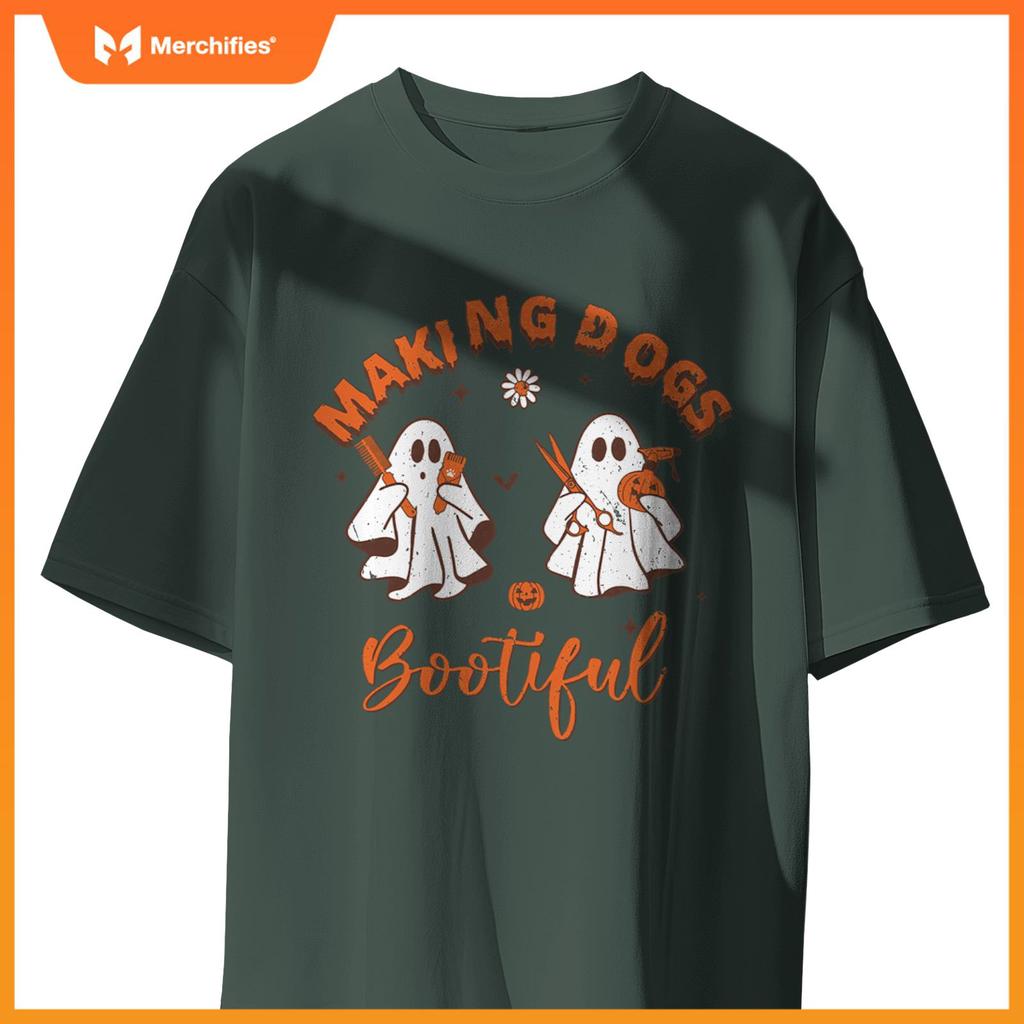 Making Dogs Bootiful Funny Dog Groomer Halloween Ghost T-Shirt