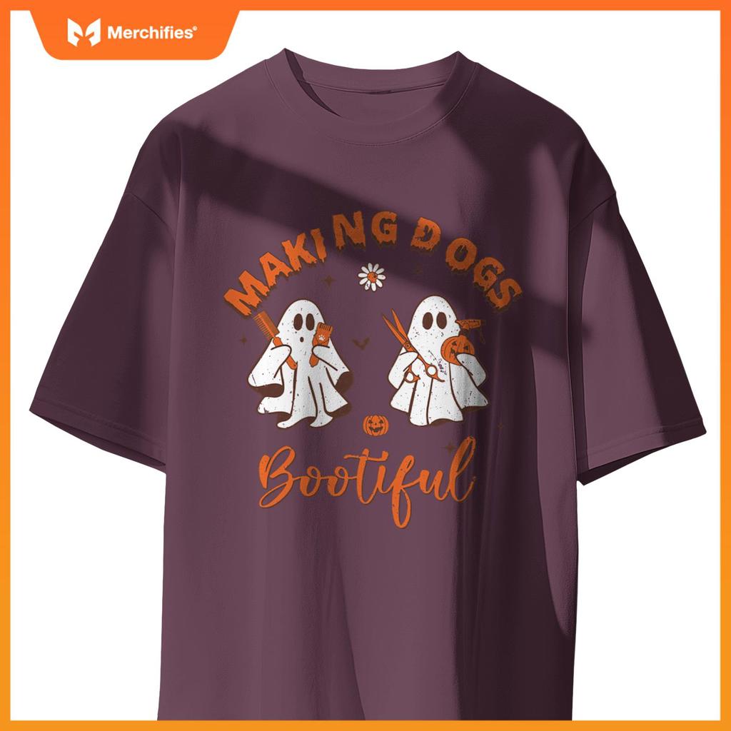 Making Dogs Bootiful Funny Dog Groomer Halloween Ghost T-Shirt
