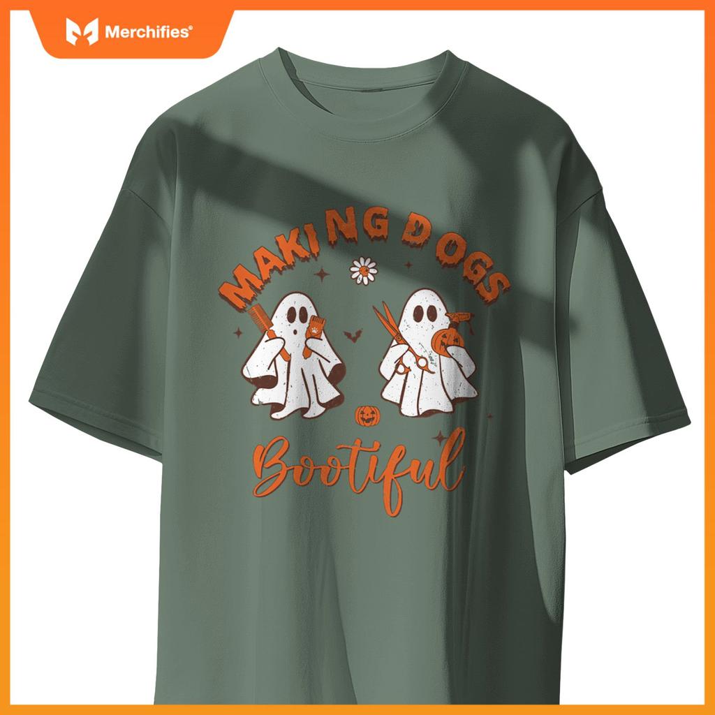 Making Dogs Bootiful Funny Dog Groomer Halloween Ghost T-Shirt