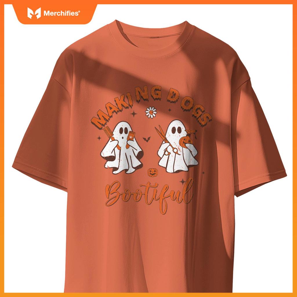 Making Dogs Bootiful Funny Dog Groomer Halloween Ghost T-Shirt