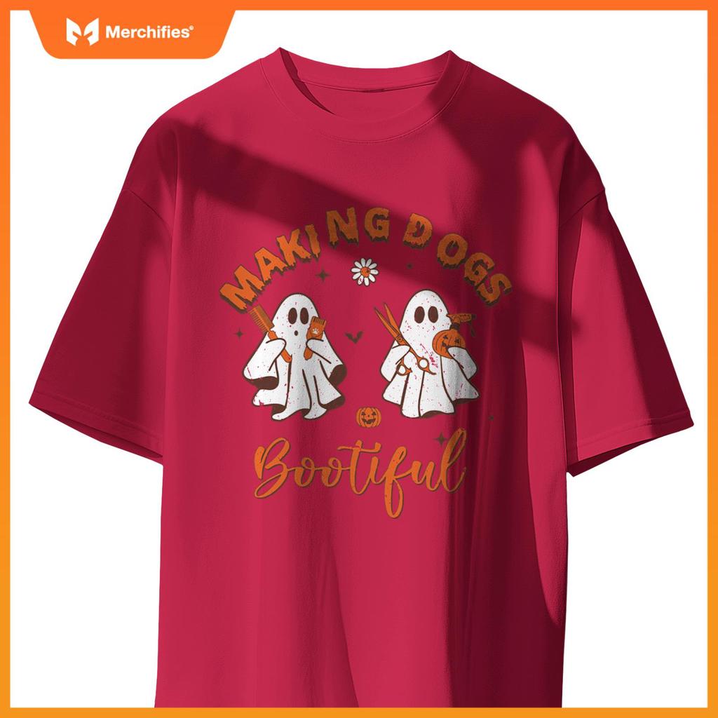 Making Dogs Bootiful Funny Dog Groomer Halloween Ghost T-Shirt