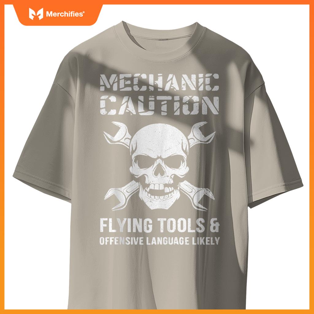 Mechanic Caution Skull Tee for Mechanics and Car Lovers T-Shirt