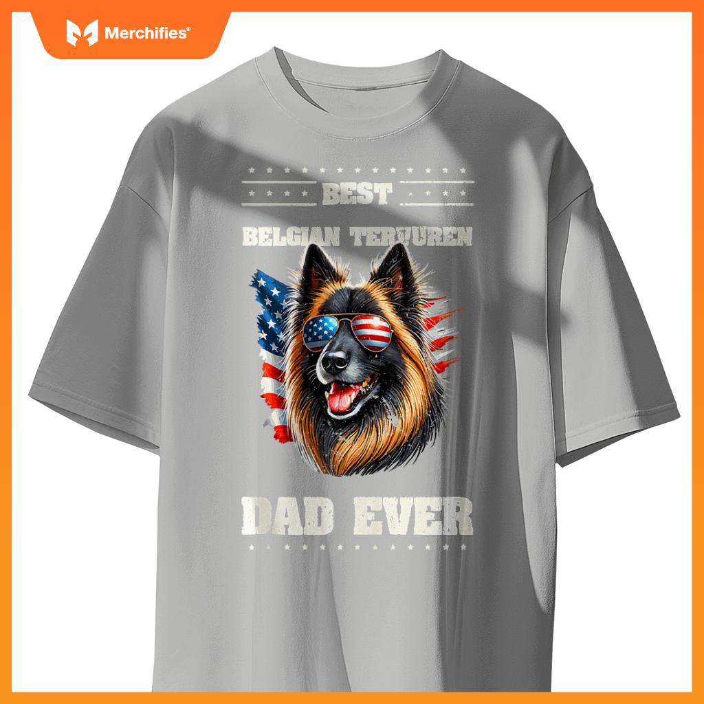 Mens American USA Flag Belgian Tervuren 4th Of July Patriotic T-Shirt