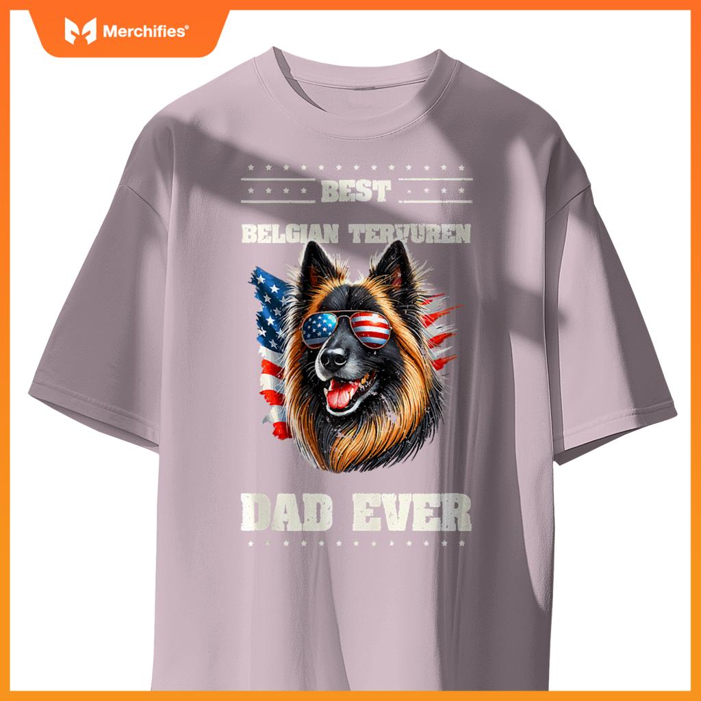 Mens American USA Flag Belgian Tervuren 4th Of July Patriotic T-Shirt