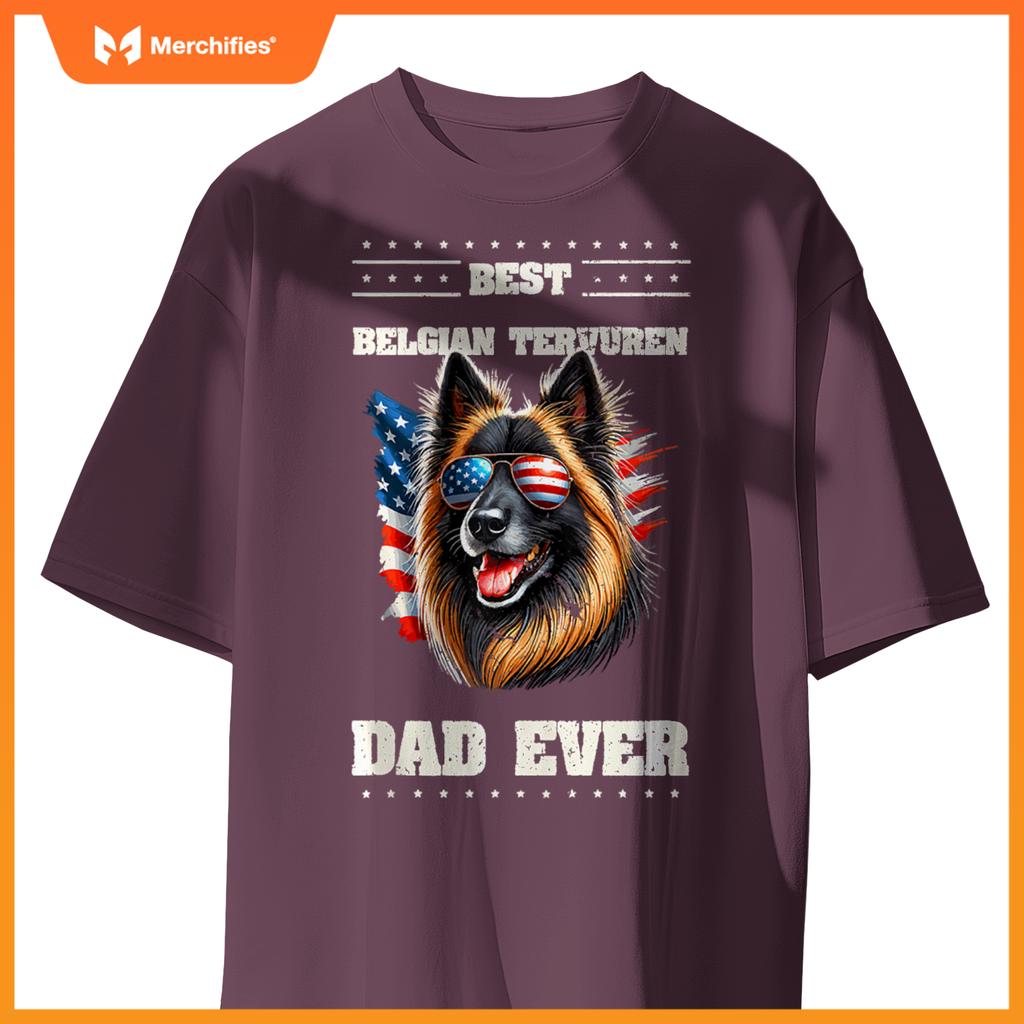 Mens American USA Flag Belgian Tervuren 4th Of July Patriotic T-Shirt
