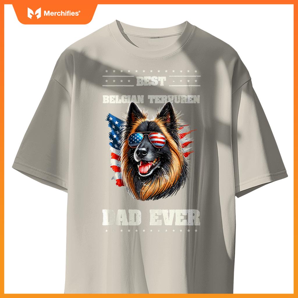 Mens American USA Flag Belgian Tervuren 4th Of July Patriotic T-Shirt