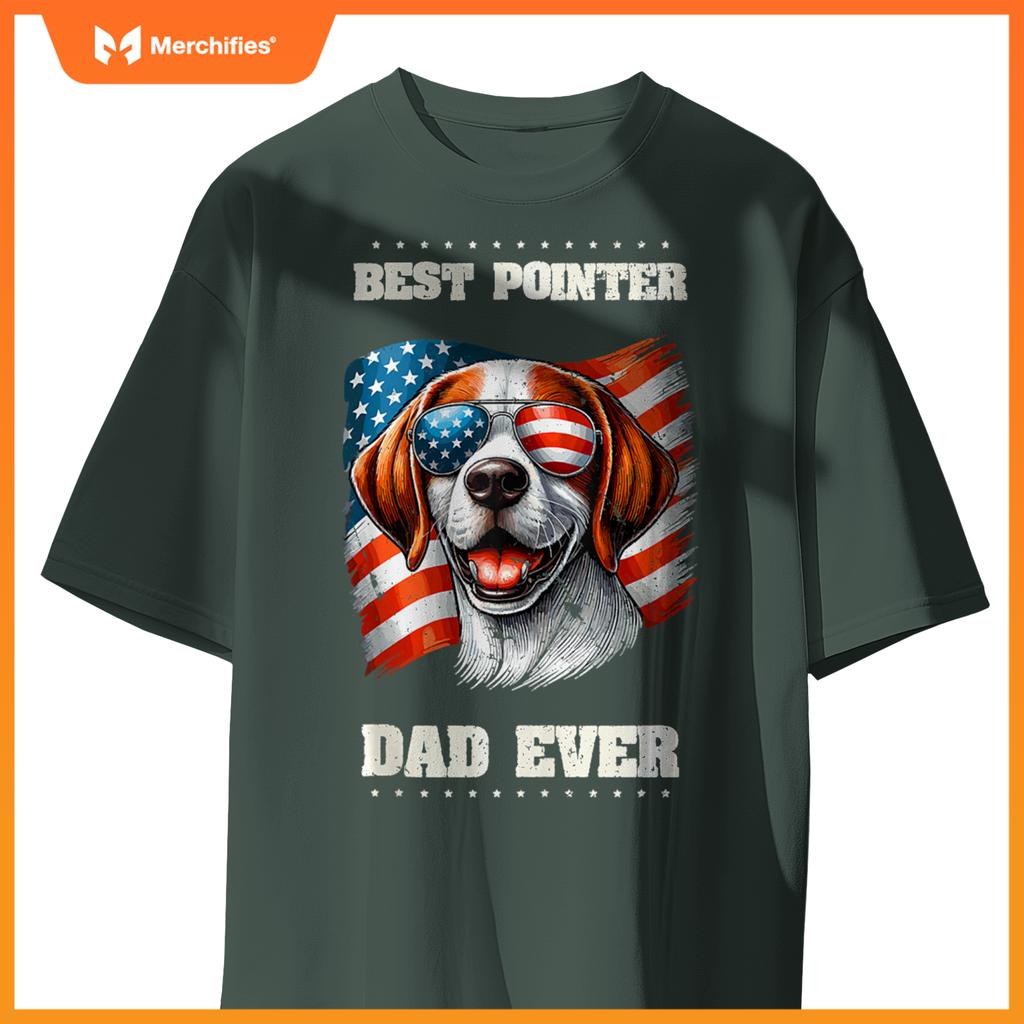 Mens American USA Flag English Pointer Dog 4th Of July Patriotic T-Shirt