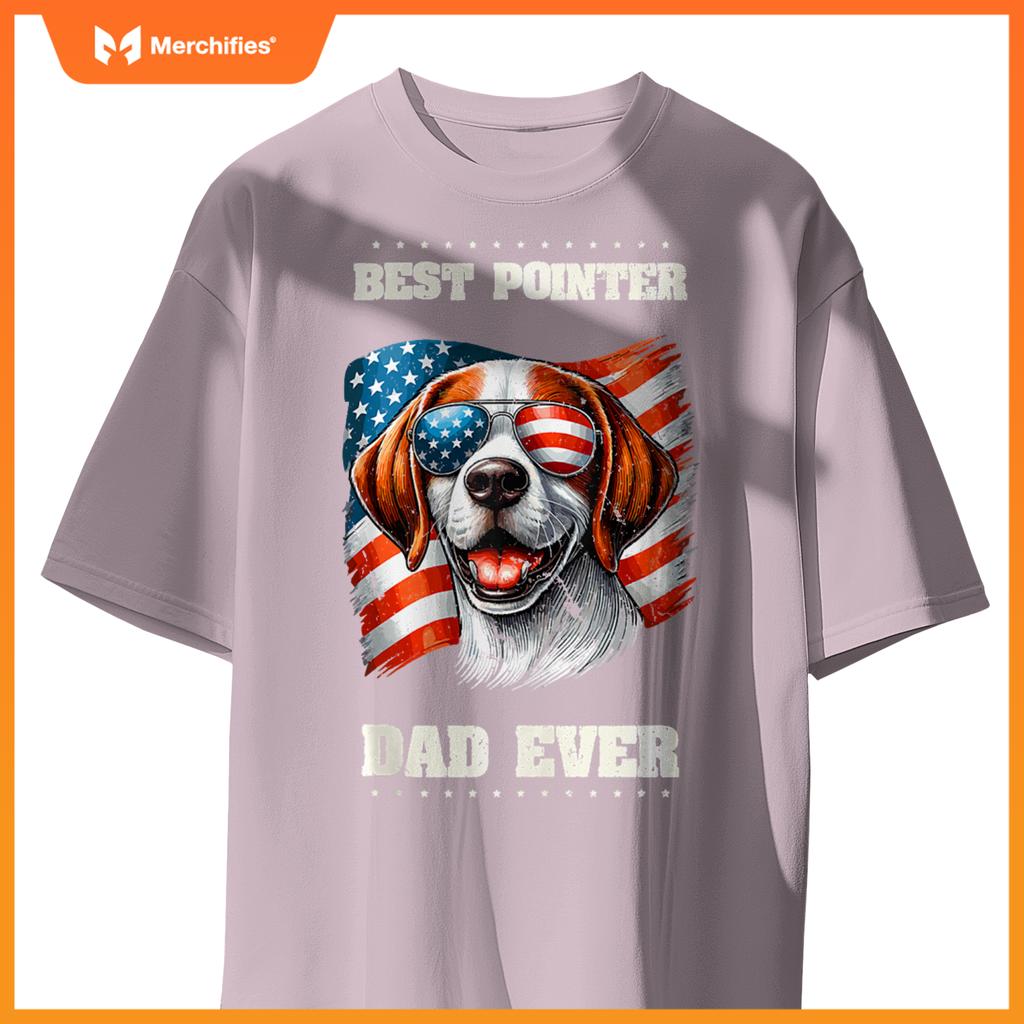 Mens American USA Flag English Pointer Dog 4th Of July Patriotic T-Shirt