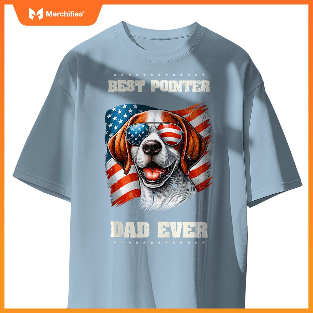 Mens American USA Flag English Pointer Dog 4th Of July Patriotic T-Shirt