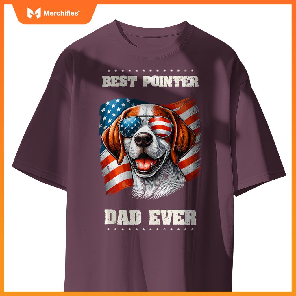 Mens American USA Flag English Pointer Dog 4th Of July Patriotic T-Shirt