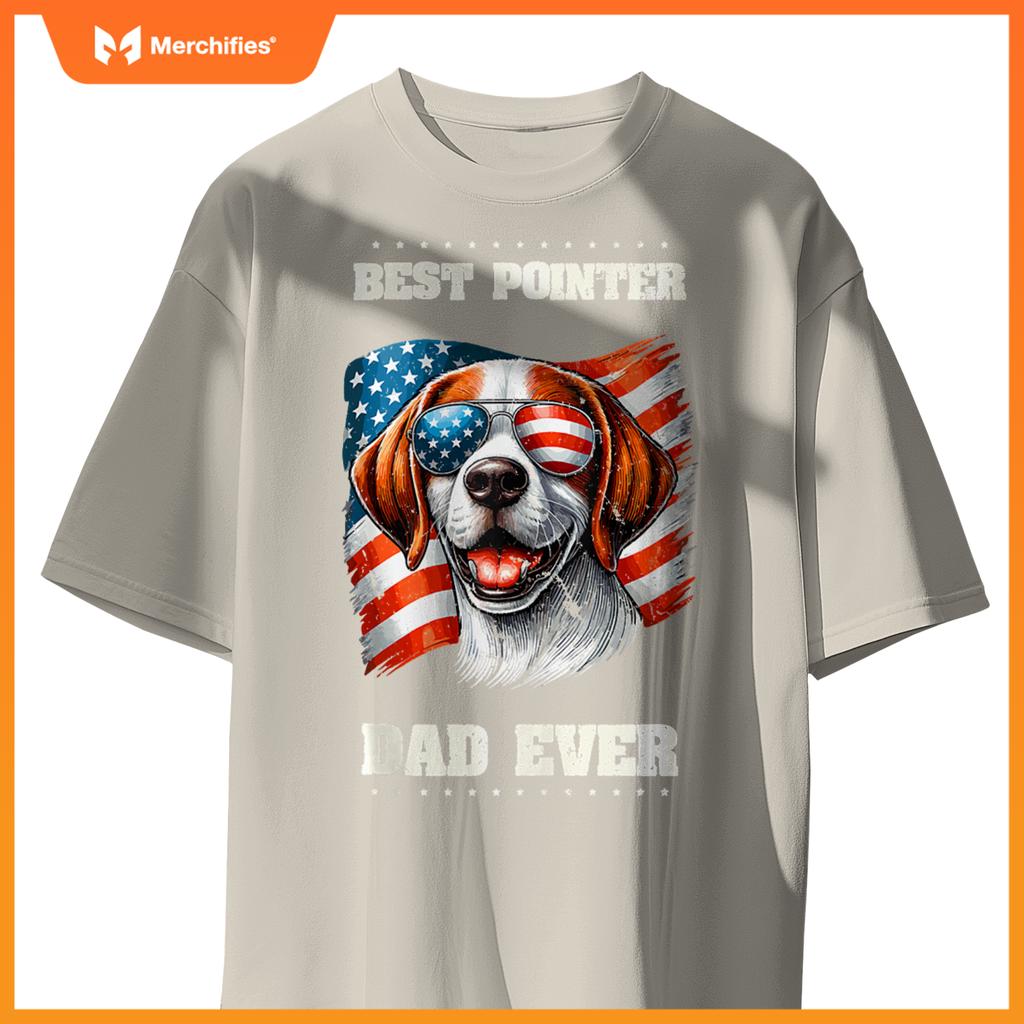 Mens American USA Flag English Pointer Dog 4th Of July Patriotic T-Shirt