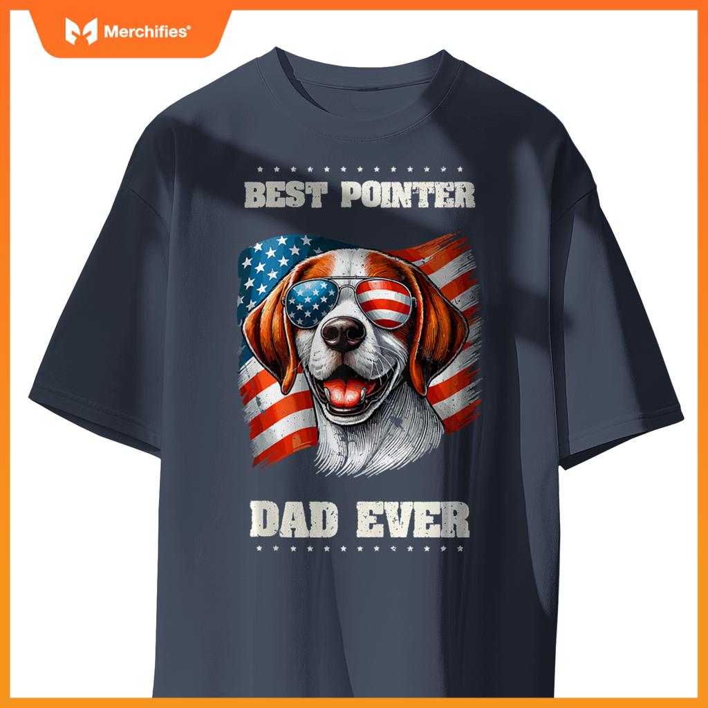 Mens American USA Flag English Pointer Dog 4th Of July Patriotic T-Shirt