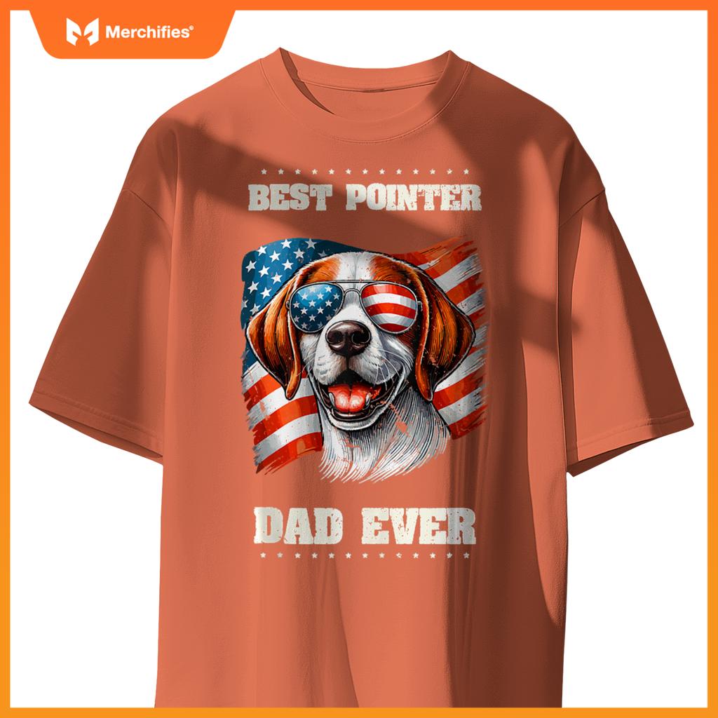 Mens American USA Flag English Pointer Dog 4th Of July Patriotic T-Shirt