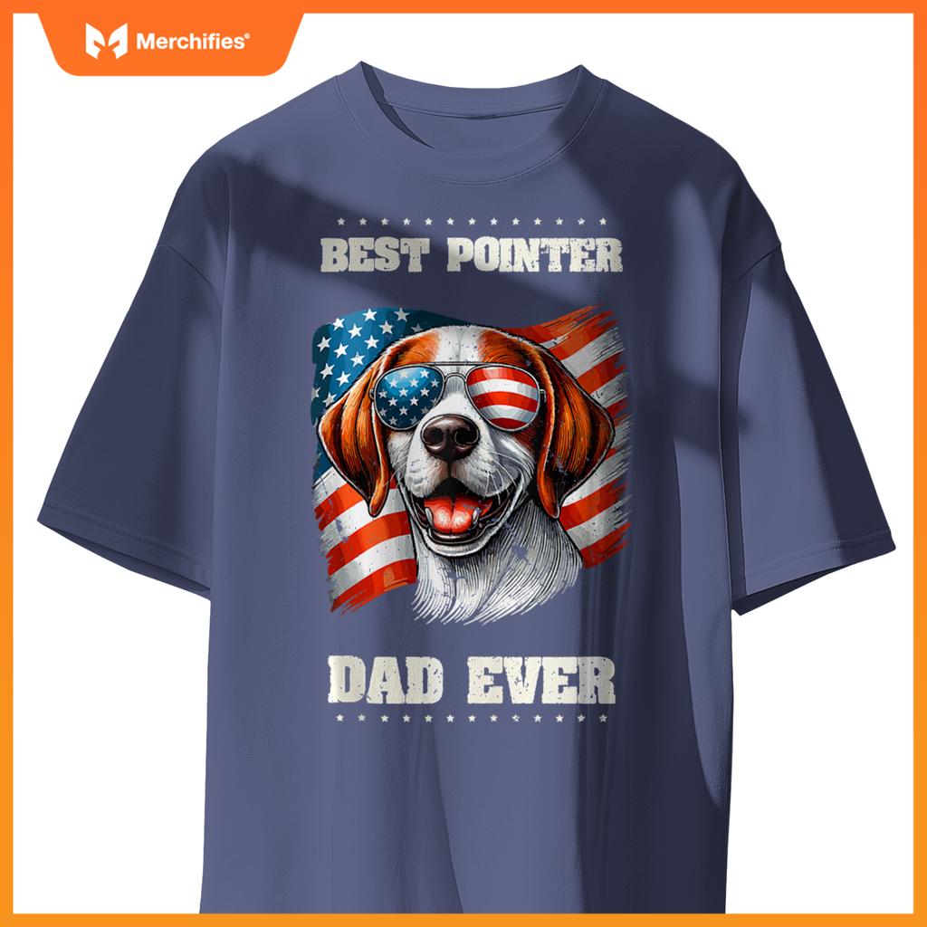 Mens American USA Flag English Pointer Dog 4th Of July Patriotic T-Shirt