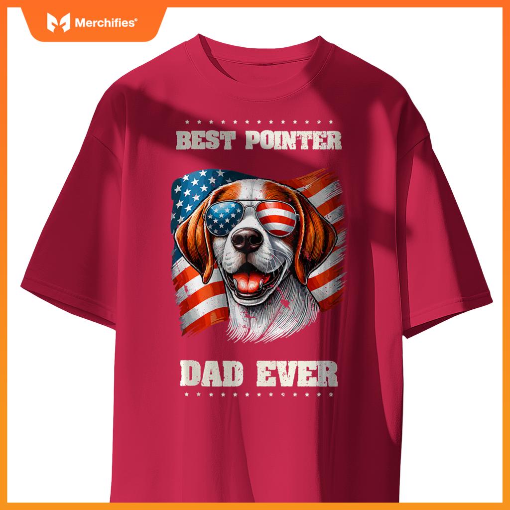 Mens American USA Flag English Pointer Dog 4th Of July Patriotic T-Shirt