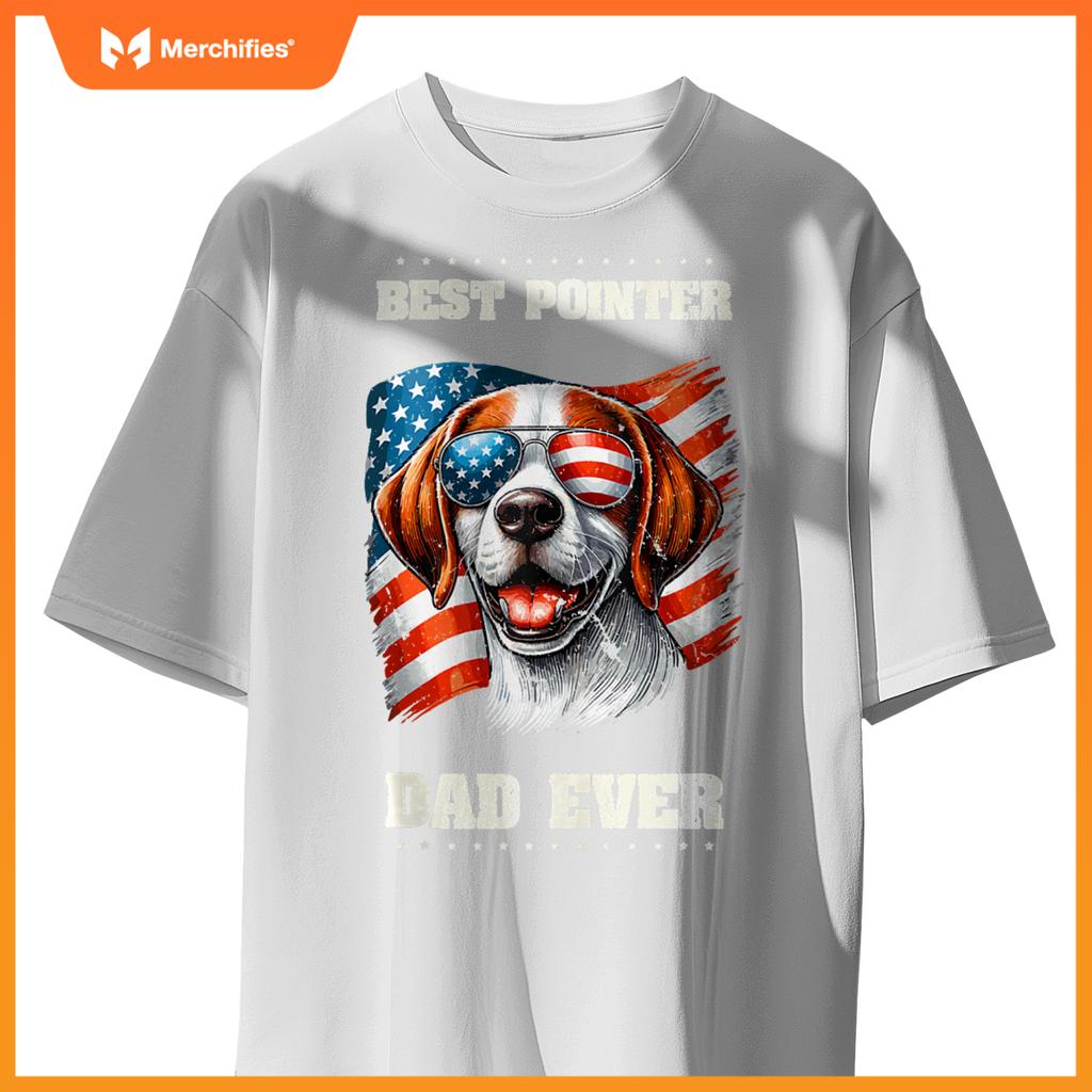 Mens American USA Flag English Pointer Dog 4th Of July Patriotic T-Shirt