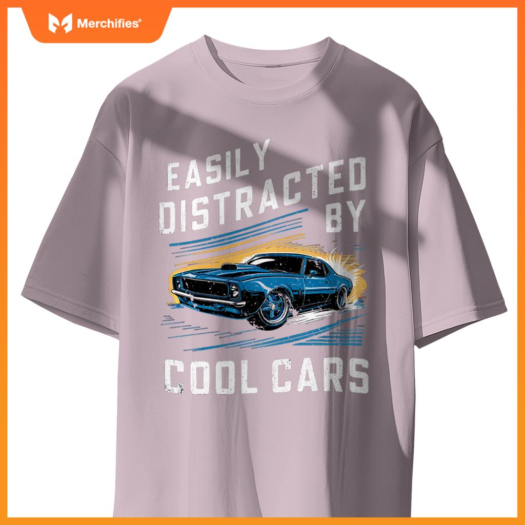 Mens Boys Vintage Muscle Car Easily Distracted by Cool Cars Pullover T-Shirt