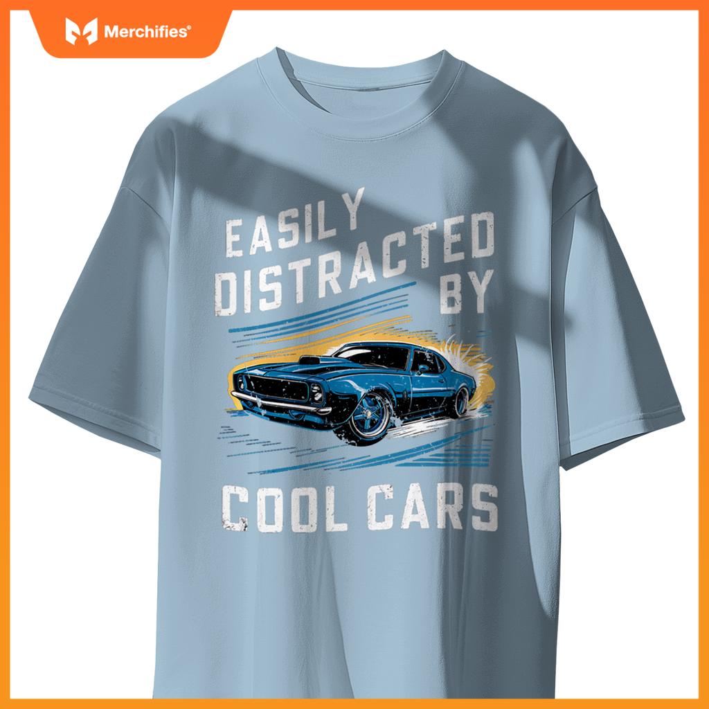 Mens Boys Vintage Muscle Car Easily Distracted by Cool Cars Pullover T-Shirt